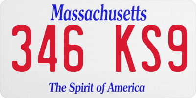 MA license plate 346KS9
