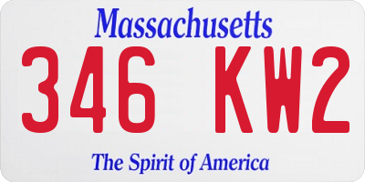 MA license plate 346KW2