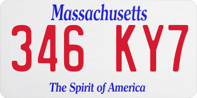 MA license plate 346KY7