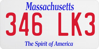 MA license plate 346LK3