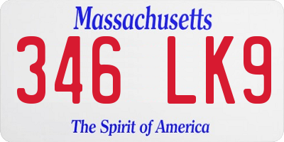 MA license plate 346LK9