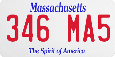 MA license plate 346MA5