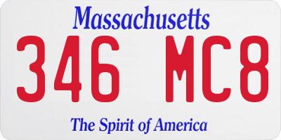 MA license plate 346MC8