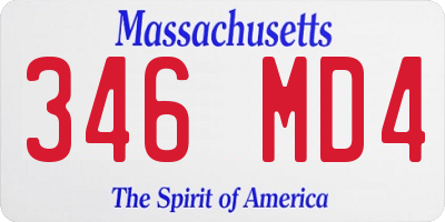 MA license plate 346MD4