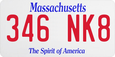 MA license plate 346NK8