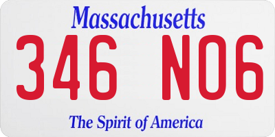 MA license plate 346NO6