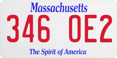 MA license plate 346OE2