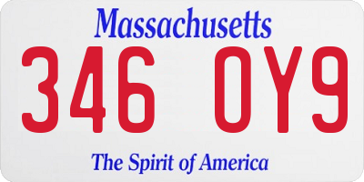 MA license plate 346OY9