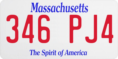 MA license plate 346PJ4