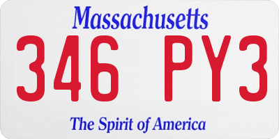 MA license plate 346PY3