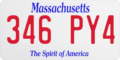 MA license plate 346PY4