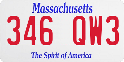 MA license plate 346QW3
