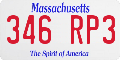 MA license plate 346RP3