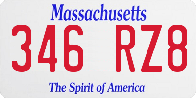 MA license plate 346RZ8