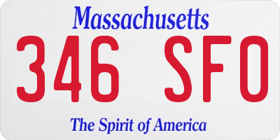 MA license plate 346SF0
