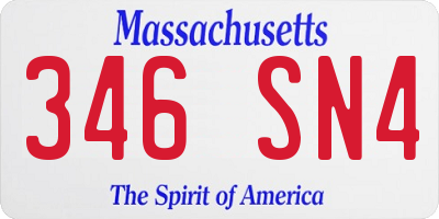 MA license plate 346SN4