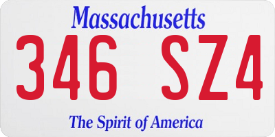 MA license plate 346SZ4