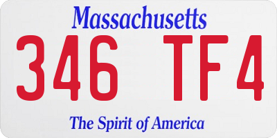 MA license plate 346TF4