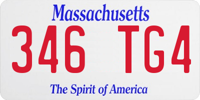 MA license plate 346TG4
