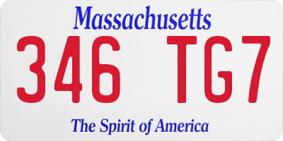 MA license plate 346TG7