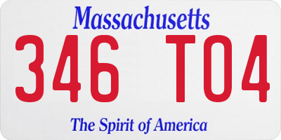 MA license plate 346TO4
