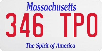 MA license plate 346TP0