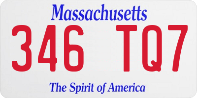 MA license plate 346TQ7