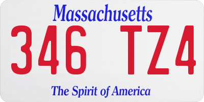 MA license plate 346TZ4