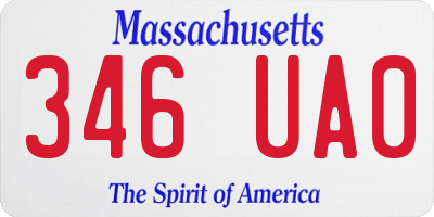 MA license plate 346UA0
