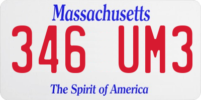 MA license plate 346UM3