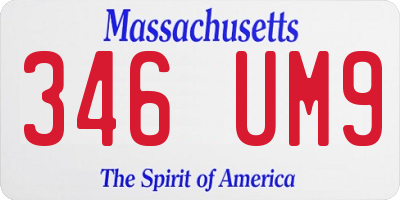 MA license plate 346UM9
