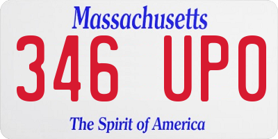 MA license plate 346UP0