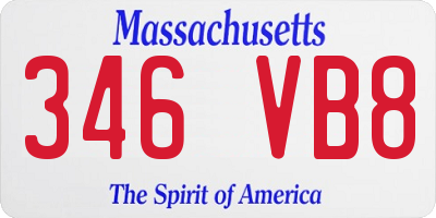 MA license plate 346VB8