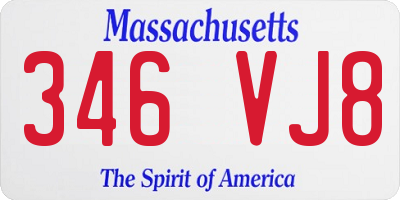 MA license plate 346VJ8