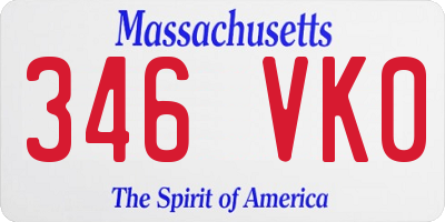 MA license plate 346VK0