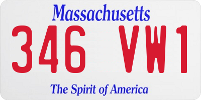 MA license plate 346VW1
