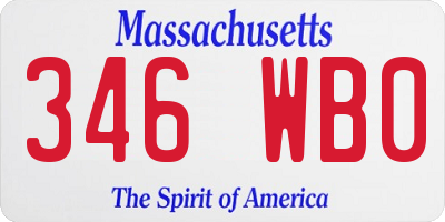 MA license plate 346WB0