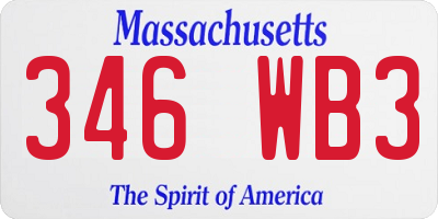 MA license plate 346WB3