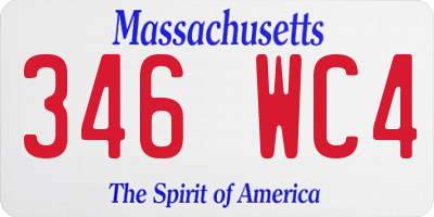 MA license plate 346WC4