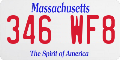 MA license plate 346WF8