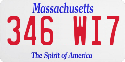 MA license plate 346WI7