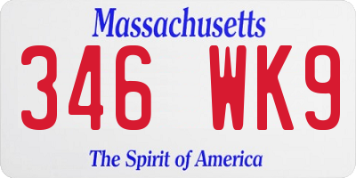 MA license plate 346WK9