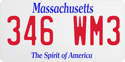 MA license plate 346WM3