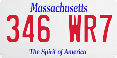 MA license plate 346WR7
