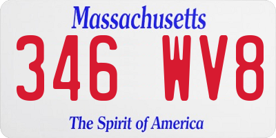 MA license plate 346WV8