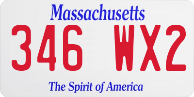 MA license plate 346WX2