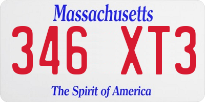 MA license plate 346XT3