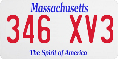 MA license plate 346XV3