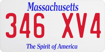 MA license plate 346XV4