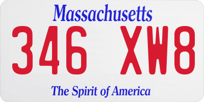 MA license plate 346XW8